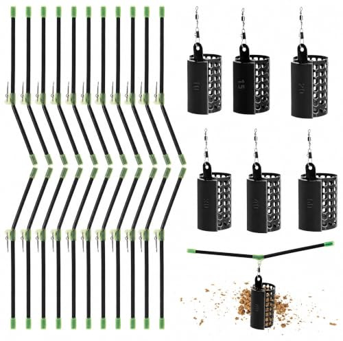 XIAOjnHONG 6 Stück Futterkorb Angeln 20 Stück Anti Tangle Boom Futterkörbe | Metall Feeder Korb Angelzubehör für Fischteich Karpfenangeln 10/20/30/40/50/60g