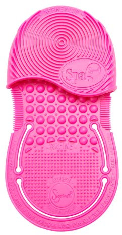 Sigma Spa Express Brush Cleaning Glove - Silicone Makeup Brush Cleaning Glove - Travel Friendly - 7 Different Textures for Cleaning Makeup Brushes - Pink
