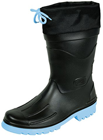 MADSea Herren Jungen Regenstiefel Hannes | wasserdichter, ungefütterter Halbschaft schwarzer Gummistiefel | mit verschnürbarer Nylonstulpe hellblauen Sohle, 41 EU