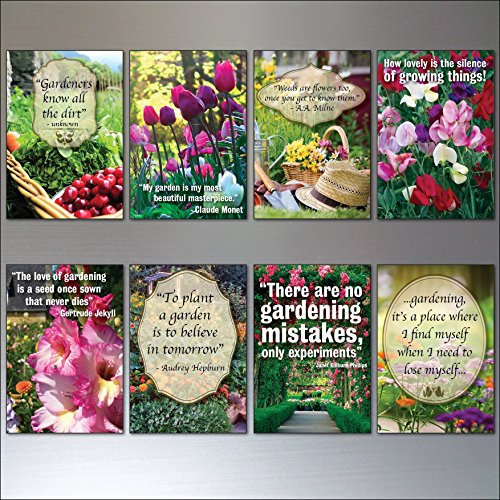 Gardening inspiration quotes fridge magnets set of 8