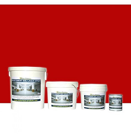 MATPRO - Peinture Laque Epoxy Sol & Mur - Sans Solvant, Auto-Lissant - pour Supports Intérieurs Horizontaux, Travaux Neufs/Réparation - Miroir Rouge - 1Kg