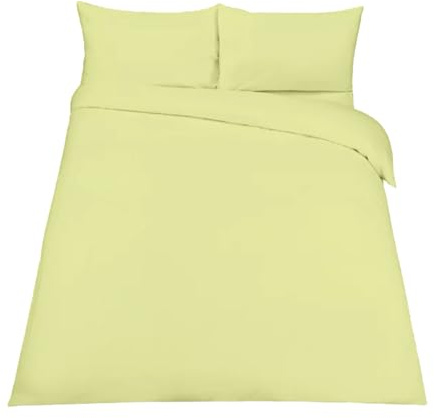 EGYPTO Polycotton Lemon Double Duvet Cover Set - Soft, Breathable Anti-Allergic Bedding Set - with Comfortable Pillow Cases for Bed (Double, Lemon)