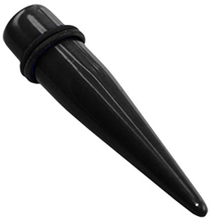 Treuheld® | 5mm Dehnstab | Schwarz | Acryl/Bio - Kunststoff | Dehner für Flesh Tunnel + Ohr Plugs | Dehnungsstab + 2 Gummiringe | Ear Expander