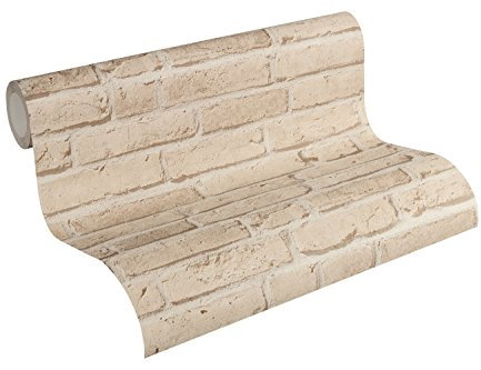 A.S. Création Papier Peint Brique Elements Papier peint intissé 10.05 m x 0.53 m Beige Fabriqué en Allemagne 355812 35581-2