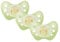 dentistar Night Silicone Soother Set of 3 - Size 1, 0-6 Months - Silicone Soother with Dental Step - Glow in The Dark Baby Dummy - Made in Germany - Owl, Green