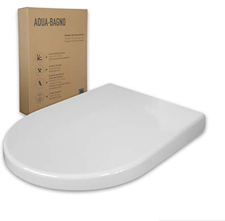AQUA BAGNO Siège de WC ZERO blanc D-FORM universel - plastique thermodurcissable de haute qualité avec mécanisme de fermeture en douceur - amovible - facile à nettoyer/facile à utiliser