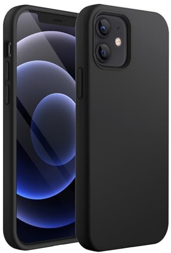 JETech Silikon Hülle für iPhone 12 Mini 5,4 Zoll, Seidig-Weich Berühren Sie Ganzkörper-Handyhülle, Stoßfeste Abdeckung mit Mikrofaserfutter (Schwarz)
