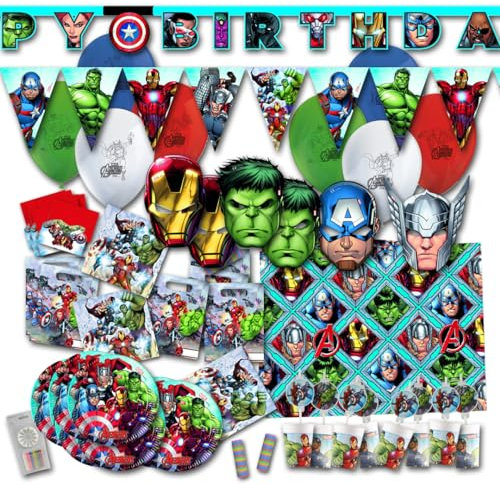 ORDENO Avengers Kindergeburtstag Set XXL - Partydeko & Partygeschirr