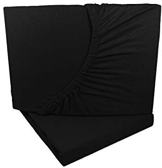 2er Pack Jersey Spannbettlaken 90x200-100x200 cm schwarz 100% Baumwolle