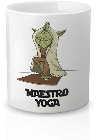 Yujuuu! | Taza cerámica Original Cine. Resistente 100% al microondas y lavavajillas. Taza con Mensaje Maestro Yoga.