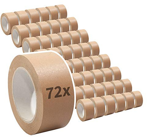 selmundo Papierklebeband | Papierpackband | Papierband | Papier Klebeband | Ökologisch & nachhaltig, 50mm x 50m, braun, Menge:72