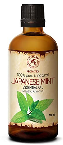 Aceite de Menta Japonesa 100ml - Mentha Arvensis - Aceite de Menta 100% Puro y Natural para Aromaterapia - Sauna - Difusor de Aroma - Lámpara de Fragancia - Mejor para Belleza Cuerpo