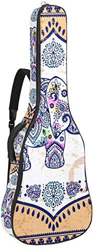 Gitarren-Gigbag, wasserdicht, Reißverschluss, weicher Gitarren-Rucksack, Bass, Akustik- und klassische Folk-E-Gitarrentasche, Vintage-Elefant, Mandala, Blumenmuster