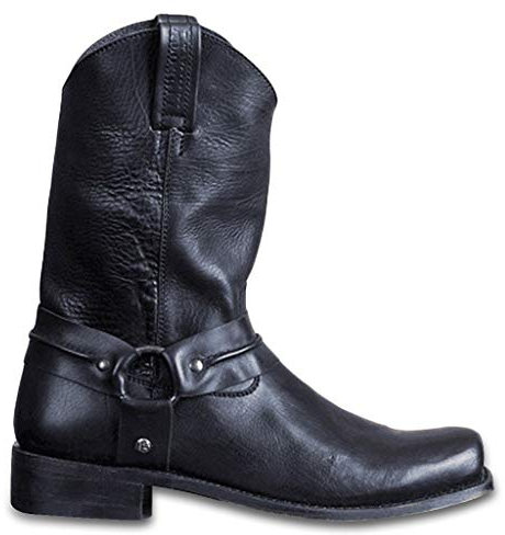 MWyanlan Uomini Occidentale Stivali da Cowboy Vintage Quadrato Testa Cavaliere Avvio Gents Alta Aiuto Country Style Stivali da Lavoro Primavera Autunno Escursionismo Caccia,Nero,42
