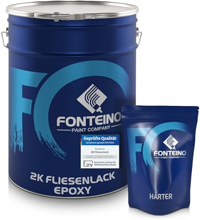 2K Fliesenlack Fliesenfarbe Wandfliesen Bodenfliesen - Reinweiss 10Kg