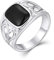 JO WISDOM Herren Ring Breit Silber 925,Klassischer einfacher Siegel schwarzer Onyx Breiter Ring, Schmuck für Männer
