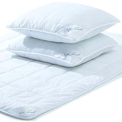 aqua-textil Soft Touch 2X Kopfkissen 80 x 80 cm Set inkl Duo Bettdecke Winterdecke 220 x 240 cm Winter Steppdecke warm