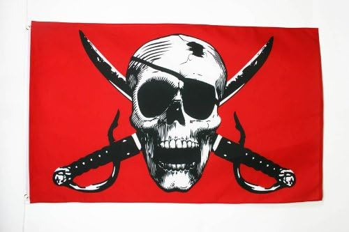 AZ FLAG Bandiera Crimson Pirata 90x60 cm Poliestere 100D 2 Occhielli | Uso interno ed esterno bandiera decorativa dei pirati doppie cuciture e bordi rinforzati con occhielli metallici