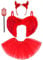4pc Kids Devil Costume Accessories Includes; Red Feather Wings, Devil Horns Headband, Pitchfork Halloween Prop and Red Tutu Skirt - Fallen Angel Costume Girls Halloween Outfit Fancy Dress for Kids