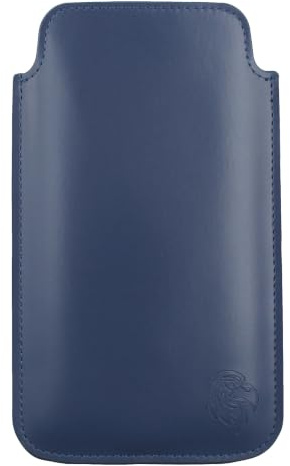 Davii Schutztasche passend für Samsung Galaxy A20s / A21s / A22 mit Hülle, Einsteckhülle Handytasche mit Zuglasche – weiches Innenfutter Adler Premium SXS Mond-Blau