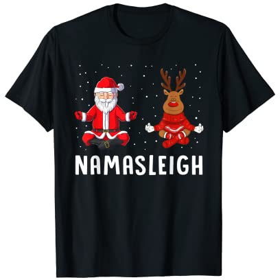 Weihnachtsmann Rentier Yoga Meditation Namaste Humor Lustig Weihnachten T-Shirt