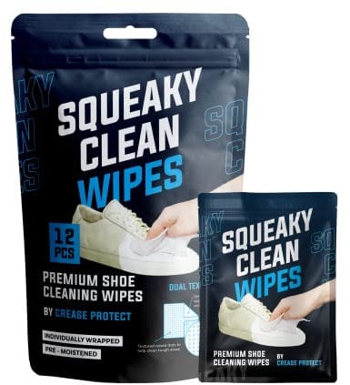 Crease Protect Squeaky Clean Wipes - Premium Shoe Cleaning Wipes - For All Shoe Types (12 Pieces)