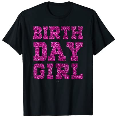 T-shirt d'anniversaire rose à paillettes pour fille T-Shirt