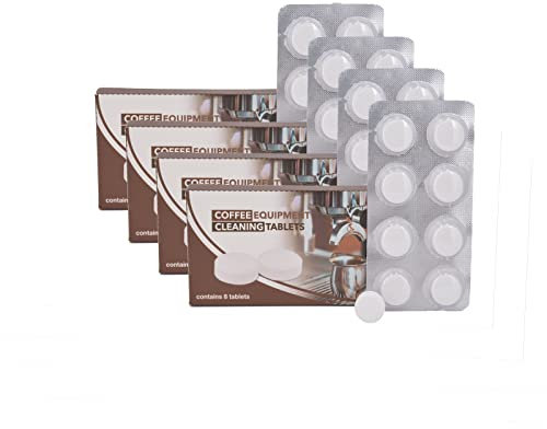 Espresso Machine Cleaning Tablets - Coffee Maker Cleaning Tablets - Pacof of 4 - 32 Tablets- Compatible with Breville - Jura - Miele - Keurig - Krups - and More