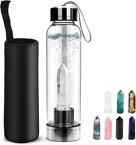 HINATAA Crystal Glass Bottle, Natural Quartz, 550ml, BPA-Free