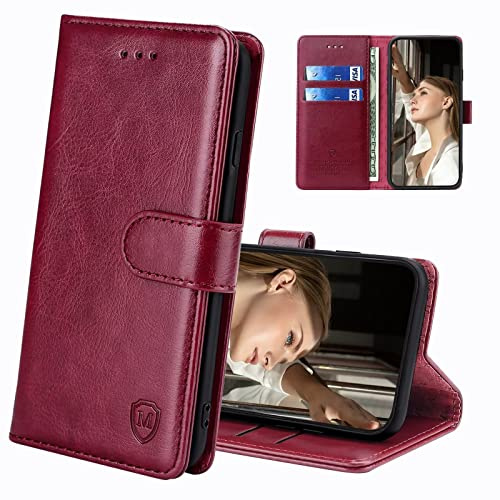 FMPCUON Hülle für Xiaomi 12T/Xiaomi 12T Pro Handyhülle [Standfunktion] [Kartenfach] [Magnetverschluss] Tasche Flip Case Schutzhülle lederhülle klapphülle für Xiaomi 12T/Xiaomi 12T Pro Rot