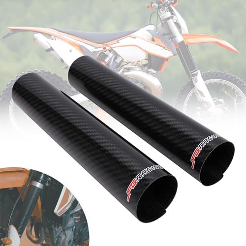 JFG RACING 210 mm Protection Fourche Moto,Protection de Fourche Avant de Moto en Fibre de Carbone,Amortisseur Guêtres Réglables Universel pour Dirt Bike on/Off Road
