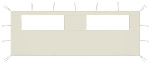 Pavillon-Seitenwand mit Fenstern, JUNZAI Seitenteile Pavillon, Partyzelt Seitenteile, Seitenwände Für Pavillon, Pergola Seitenwand, 6x2 m Creme