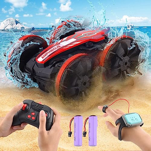 SIVQIKE RC Stunt Auto con sensore gestuale e telecomando da 50 m, veicolo anfibio per bambini dai 6 anni, impermeabile, tempo di riproduzione 80 minuti