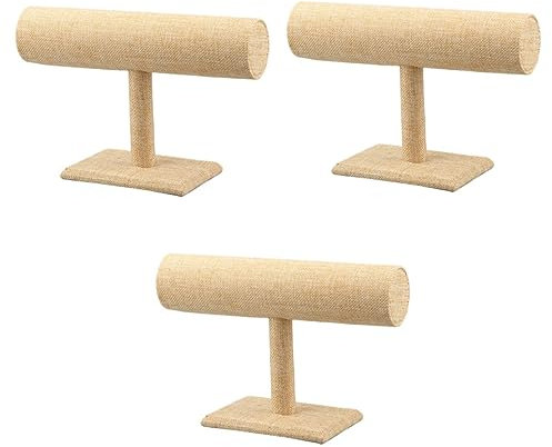 Zerodeko 3 Stück Holz-Präsentationsständer Mit Blumenmuster Für Halsketten Holzarmbänder Haargummi-Halter T-Stange Haargummi-Organizer Armband-Display Uhren-Schmuck-Halterung