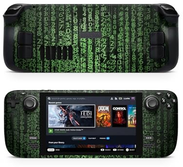 Skins4u Full Skin Set Schutz Folie für Steam Deck, individuell Sticker Vinyl Klebefolie für Steam Deck Handheld Gaming-PC (Matrix Code)