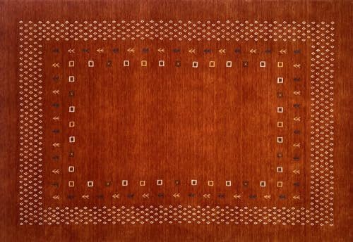 Terrakotta Teppich 100% Wolle 170x240 cm Handgewebt Gabbeh Orientteppich ac04