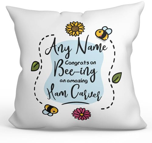 MUGFFINS Personalised Cushion for HAM CARVER Padding included - in English - Thanks For Beeing - Funny custom gift - Pillow: cover and filling 15.7x15.7 inches