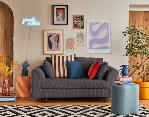 Lisa Design Rune – 2-Sitzer Sofa – aus Cord Dunkelgrau