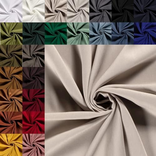 Viskose Uni Meterware - luftiger Viskosestoff einfarbig - fließender Blusenstoff, leichtes Sommerkleid nähen - Ökotex 100 *Ab 50cm, Farbe: 052 beige