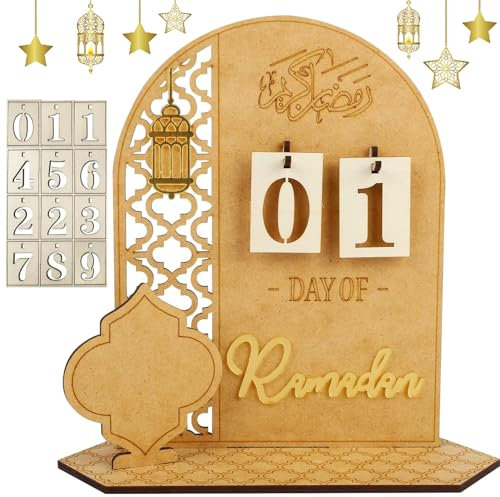 Ramadan Kalender, Eid Ramadan Countdown Kalender, Ramadan Adventskalender Eid,Ramadan Kalender aus Holz, DIY Eid Mubaraks Ornament, Geschenke für Kinder