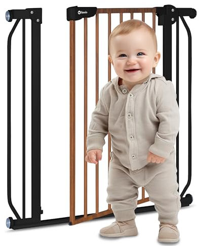 lionelo Truus Slim - Puerta de Seguridad Ajustable de 75 a 105 cm con Ajuste a presión, Altura 77 cm, Apertura en Ambos sentidos, autobloqueo, Bordes Redondeados