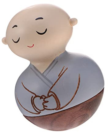 Zerodeko 1stk Buddha Dekofigur Süße Buddha-Statue Miniatur-holzpuppe Mönch Deko Figuren Wackelpuppe Holz Bastelbecher Holz Autodekoration Handwerk Kleine Mönchsfigur Tier Wagen Bambus Kind