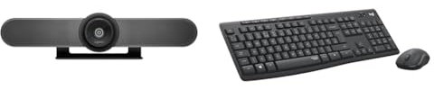 Logitech MeetUp Video Conferencing System, Ultra HD 4K/1080p/720p- Black, 4K & MK295 Silent Wireless Mouse & Keyboard Combo with SilentTouch Technology, Black