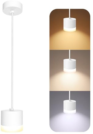 SSC-LUXon VORA Pendelleuchte weiß GX53 6W dimmbar 3 Lichtfarben Leuchtring | Hängelampe mit Milchglas-Ring - dimmbar, warm / neutral / kalt, höhenverstellbar für Esstisch & Wohnzimmer, inkl. GX53 LED