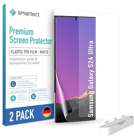 smartect TPU Schutzfolie [2 Stück, Matt] kompatibel mit Samsung Galaxy S24 Ultra, Bedeckt das ganze Display, Bildschirmschutz Blasenfrei, Displayschutzfolie Anti Fingerabdruck