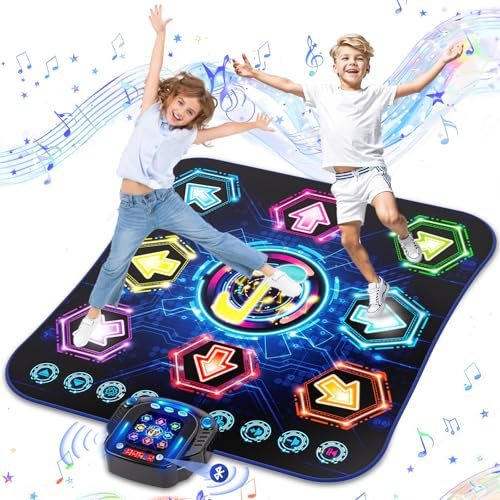 maysida Tanzmatte für Kinder ab 3-12 Jahre, 2025 Musikmatte mit 8 LED-Lichtern&Bluetooth,Tanzmatte für mädchen/jungen mit interaktive LED-Batteriebox&27Level, spielzeug geschenk mädchen 4 5 6 7 8jahre