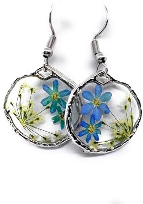 Blaue Vergissmeinnicht Ohrringe echte blumen ohrschmuck