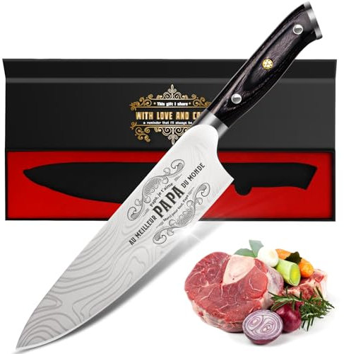 Funistree Küchenmesser, Geschenk für Papa, Kochmesser, Edelstahl, Geschenkidee, Geschenk für Papa, originell, Geschenk zum Geburtstag, Papa, Schlüsselanhänger Papa, Geschenk für Papa Weihnachten