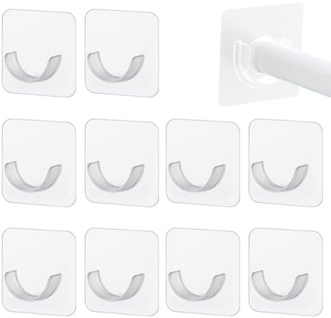 10 supporti autoadesivi per bastone per tende, senza forare, supporto per asta per tenda da docciain plastica, senza foratura, supporto per aste da doccia, supporto fai da te per il bagno di casa