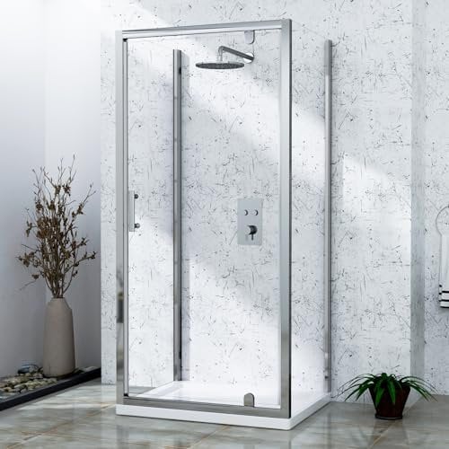 Cube 760 x 760mm 3-Sided Pivot Door Shower Enclosure Square with Side Panels 6mm Safety Tempered Glass Screen